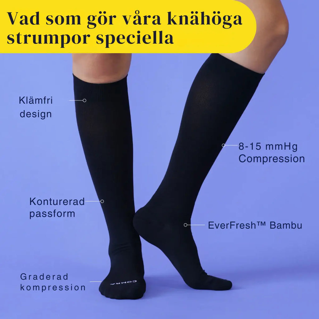 Bambukompressionsstrumpor för seniorer – lätta att ta på, mild kompression 8-15mmHg - Scandic wellness